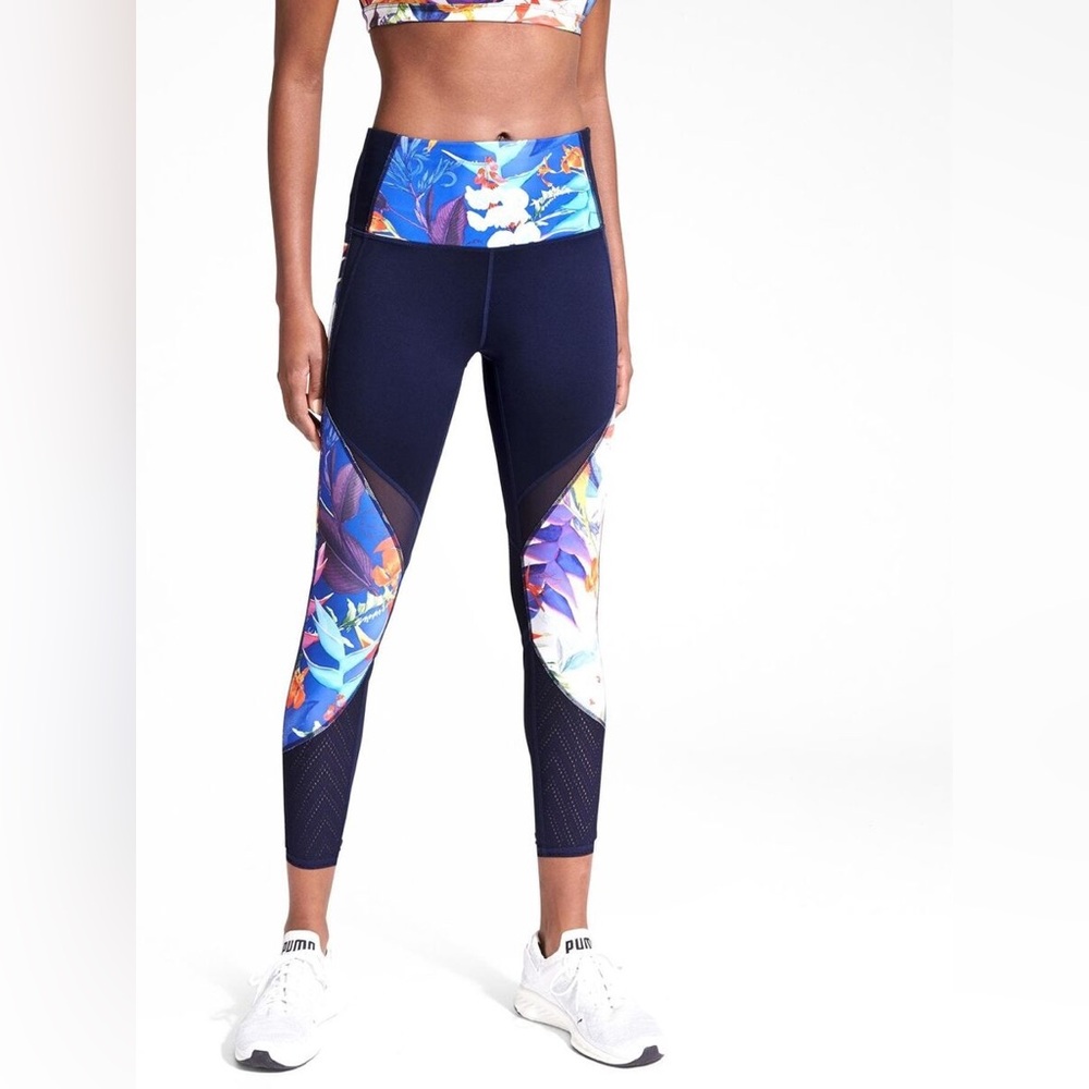 {ATHLETA} High Waisted Tropical Precision 7/8 Leggings